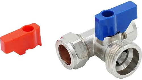 NPH Washing Machine Valve and Tee Handle, Silver, 15mm x 15mm x 3/4-inch BSP
