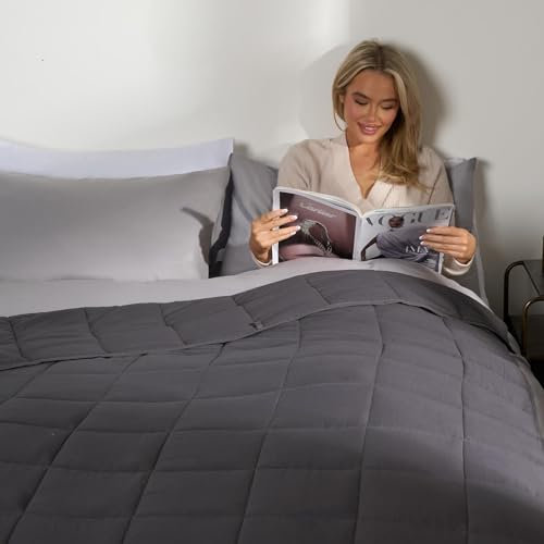 Brentfords Double Weighted Blanket Adult 8kg, Gifts for Her Weighted Blanket Anxiety Relief Soft Comfy Heavy Blanket for Bed Sofa, 150 x 200cm (17lb) (Disclaimer Only suitable for age 3+ years) - Grey