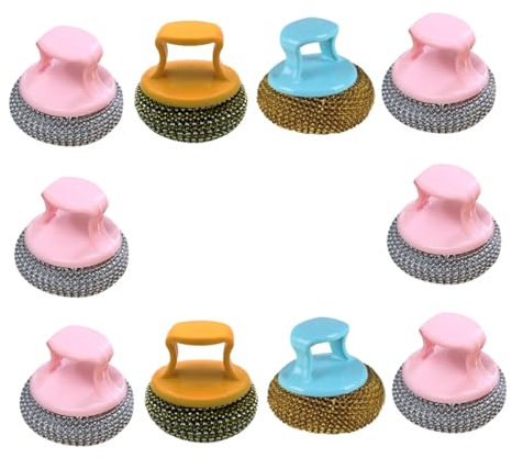 KOMBIUDA 10St Kugelbürste reinigen Spülbürste Schwamm aus Drahtstahl tragbarer Geschirrspüler Topfschrubbschwamm edelstahlreinigungskugeln spülkugeln Reinigungsbürste Küchenzubehör Plastik