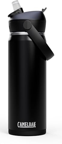 Camelbak Thrive Flip Straw VSS 20oz Bottle, Insulated Stainless Steel, Compact Design, Keeps Drinks Ice Cold, Easy to Carry, Flip and Sip, Color: Schwarz, Size: 591 ml