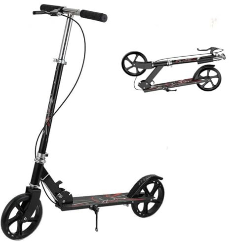 Scooter für Kinder und Jugendliche, Höhenverstellbarer Tretroller, Klappbarer Cityroller mit Handbremse, Nicht-elektrischer Kickroller, Einstellbarer Lenker für Kinder ab 6 Jahren (Schwarz)