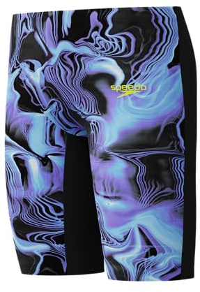 Speedo Boys Fastskin Junior Endurance+ Max High Waisted Jammer Swim Trunks Swimmers Blue Purple Size 11-12 Years