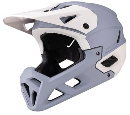 Qianly Mountainbike mit Abnehmbarem Kinnpolster, Belüftet für Herren Und Damen, Grau Weiß