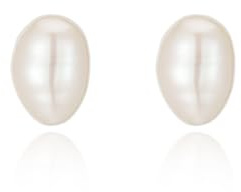 JaruJaru Baroque/Keshi Pearl Stud Earrings – 8mm Irregular Freshwater Pearl Studs, Sterling Silver 925 Hypoallergenic Earrings for Women, Unique Non-Round Natural Pearls