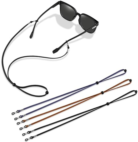 Wanme Cordon Lunettes, 3 Pièces Cordon Lunettes Femme, Lunettes Chaîne Lanière, Attache Lunette, Cordons à Lunettes, pour Femmes Hommes (Marron/Bleu/Noir)