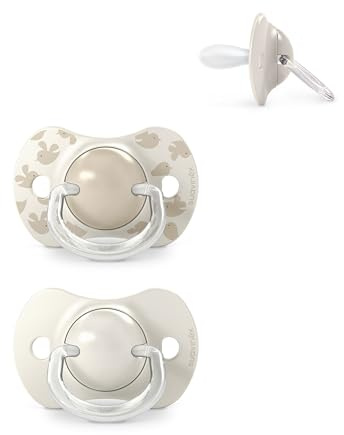 Suavinex, Pack de 2 Chupetes para Bebés 6/18 Meses, con Tetina Fisiológica de Silicona SX Pro Simétrica, Plana y Flexible, Respeta el Desarrollo Bucodental, Birdies Beige
