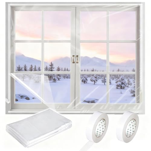 Thermo Cover Fenster,Fenster-Isolierfolie 1.6m X 11m,Fenster Isolierung Gegen Kälte,Transparente Isolierfolie zur Wärmedämmung an Fenstern,Thermofolie Fenster Gegen Kälte