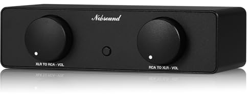 Nobsound XLR RCA-omvandlare i två riktningar: Balanserad ljudadapter, förförstärkare med dubbla volymknoppar, eliminerar hum och buller för studioskärmar, Hi-Fi-system (NS-05P PRO)