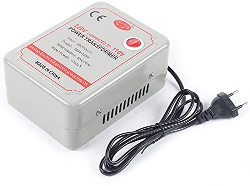 Spänningsomvandlare 1 000 W step-down-transformator, 220 till 250 volt till 100 till 120 volt, omvandlare av aluminium, omvandlare för hushållsapparater med maximal effekt, grå