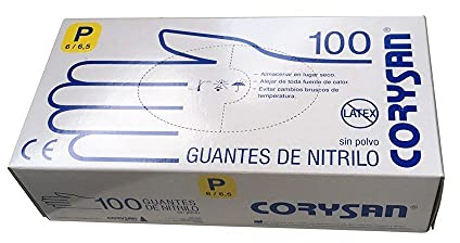 Corysan 301527 - Guantes de nitrilo, color azul, P