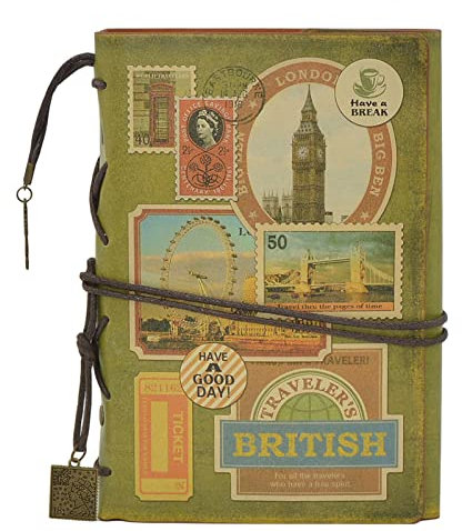 NectaRoy Retro Vintage Leather Writing Journal Notebook, European Style Spiral Bound Loose-leaf Refillable Daily Sketchbook Diary Traveler with Blank Inserts and Zipper Pocket, 185x130mm