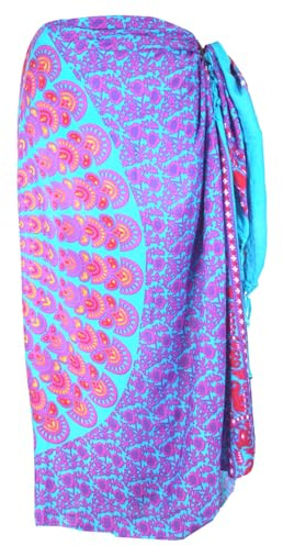 GURU SHOP Bali Sarong, vägghängning, omlottkjol, mandala sarongklänning – blå/rosa, män/kvinnor, 160 x 110 cm