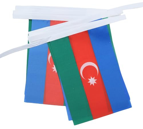 AZ FLAG Flaggirlang Azerbajdzjan 6 m 20 flaggor Lätt Polyester 21x15 cm