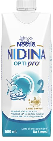 NESTLÉ NIDINA Optipro 2 Latte di Proseguimento Liquido da 6 mesi, 12 Brick da 500ml (6L)