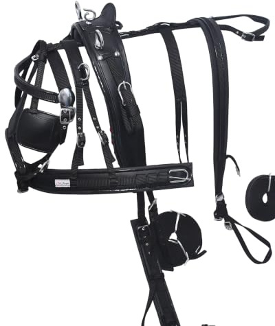 Aces Equine Nylon hästvagn körning sele svart storlek full, COB, ponny (ponny)