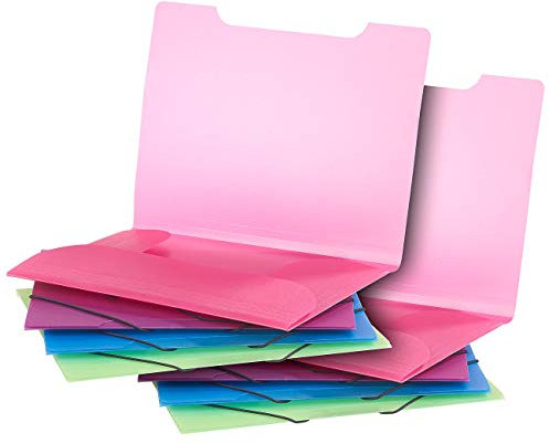 General Office Dokumentenmappe: 8er-Set Eckspanner-Einschlagmappen mit Gummizug, Kunststoff, 4 Farben (Aktenmappe, Eckspannmappe, Rechnung)