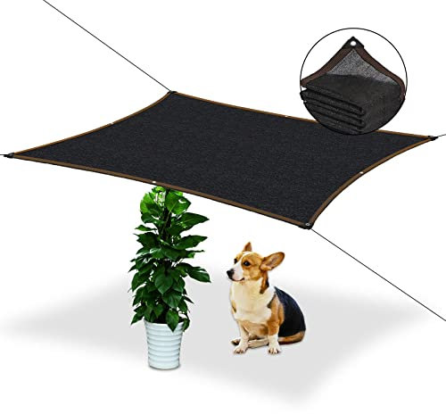 2x5m Sonnensegel - Rechteckig mit öSen 70% Sonnenschutz Schwarz Markise Stoff TerrassenüBerdachung Garten Terrasse Uv Schutz für Pflanzen Pool HüHnerstall