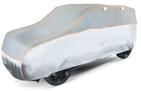 WALSER Hagelschutz Abdeckplane Auto, Autogarage Abdeckung, Abdeckplane Auto Basic, Auto Hagelschutzplane, Abdeckung Auto 100% Polyester, Auto Vollgarage, Auto Abdeckung Größe 7 - grau-Silber
