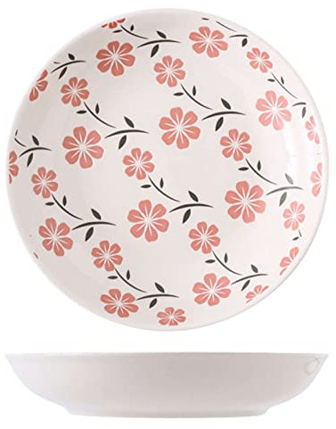 LAVAMI Ceramic Soup Plate Set of 2. Stackable Steak Plate,Microwave and Oven Safe.-Unicorn(20x20x4cm)-Green (Color : Wit, Size : Flower(20x20x4cm))