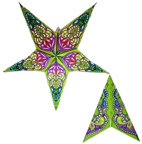 YEPSIO Paralume di carta a forma di stella, grande 60 cm, decorazione da appendere per Natale, matrimoni, casa, feste di compleanno (verde lime, multicolore)