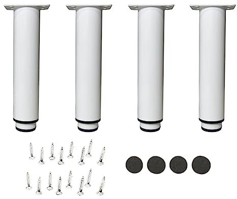 MOBILIARIOCLICHI- Patas para Muebles, Patas de Metal Regulables en Diferentes Alturas y Colores. Validas para Cualquier Tipo de Mueble. (Blanco, 4 Unidades 25 a 42)