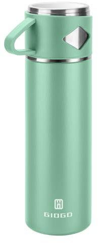 Vacuum Insulated Flask 700ml/23.6oz Stainless Steel Thermo Bottle with Cup for Coffee Water Hot and Cold Drink Flasks.(Green,Single)