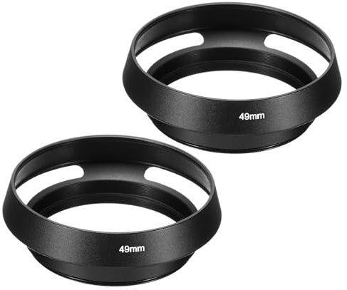 PATIKIL 49mm Lens Hood, 2Pcs Standard Vented Matte Surface Anti-reflective Inside Hollow Lens Hood for Universal Camera Lens, Black for Nikon, for Fujifilm, for Pentax, for Leica