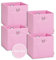 Storanda | 4er Set Aufbewahrungsbox 33x33x33 cm | Extra Große Griffe | Stabil & Faltbar | Regalbox für Würfelregal Kallax | Ideal für Zuhause & Kinderzimmer | Rosa
