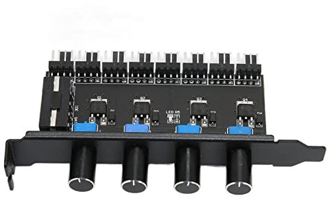 Yctze Hub de Ventilador para PC con Soporte PCI de 72 W con 4 Perillas, 8 Canales, Interfaz de 4 Pines - CPU, Chasis, Disco Duro, Controlador de Velocidad del Ventilador de