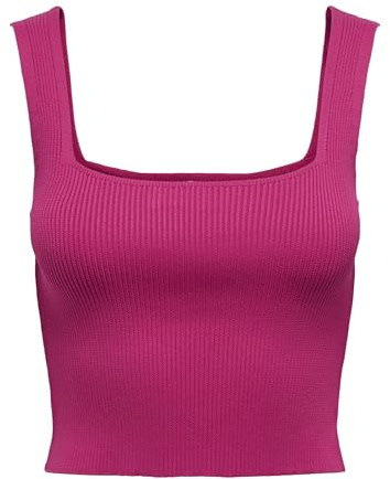 ONLY Onltatianna SL Cropped Square Neck KNT, Fucsia Fedora, S
