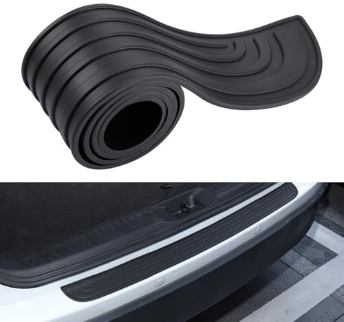 Protection Pare Choc Voiture pour Peugeot 308 SW II 2017-2021, Protection Seuil de Coffre Voiture Protection de Seuil de Chargement en Caoutchouc(Bla-ck,104cmx9cm)