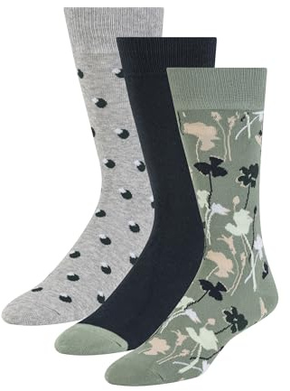 Ted Baker Men's 3 Pack Pattern Crew Dress Socks, Green, OS
