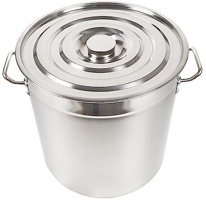 Edelstahl-Kochtopf mit Deckel, 50 l, universal, robust, 0,4 mm dick, Suppentopf, perfekt für Gulasch, Camping, Pasta, ideal für alle Kocharten