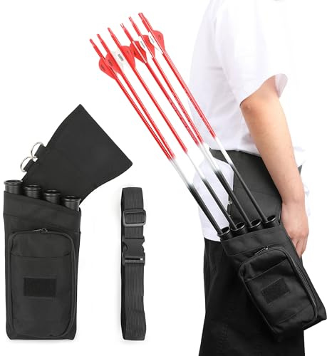 SHARROW Tiro con l'arco anca freccia faretra vita posteriore faretra frecce sinistra/destra borsa laterale faretra per arco ricurvo tradizionale Longbow caccia all'aperto (nero)