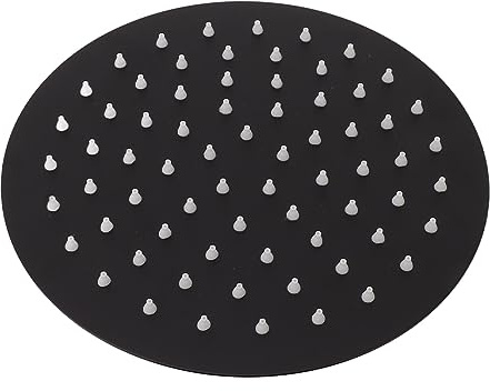 HELEVIA Pommeau de Douche à Effet de Pluie Ultra Fin, Pomme de Douche Fixe Ronde en Acier Inoxydable, Noir 8 Pouces, pour Installation au Mur et au Plafond