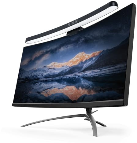 ELUTENG Lampada per monitor curvo per computer, 40 cm, luce bar per monitor, 3 colori, dimmerabile, con controllo touch, lampada per schermo PC, con cavo USB per gaming, lavoro d'ufficio