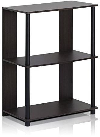 Furinno JAYA Regal mit einfachem Design und 3 Ebenen, holz, Walnuss/Schwarz, 29.46 x 59.94 x 75.69 cm