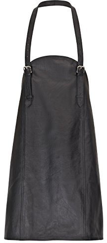 DESERMO Leder Schürze mit verstellbarem Nacken - & Bauchband | Hochwertige Leder-Latzschürze aus 100% Echtleder | Rückseitig gefütterte Grillschürze für Frauen & Männer