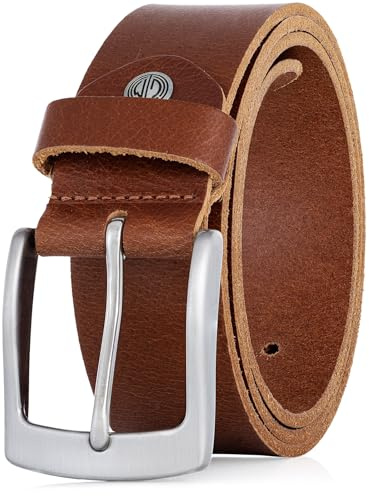 LINDENMANN Gürtel Herren Ledergürtel Herren Gürtel Herren, Vollrindleder, Büffelleder 4 mm, in 3 Farben, cognac/dunkelbraun/schwarz, Größe/Size:100, Farbe/Color:beige