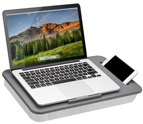 LAPGEAR Sidekick Lap Desk with Device Ledge and Phone Holder - Gray - Fits up to 15.6 Inch Laptops - Style No. 44215