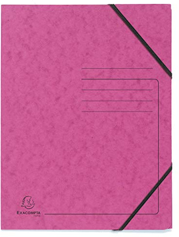 Exacompta 555420E - Lote de 5 Carpetas elásticas sin solapas, cartulina brillante 355gm2 para archivar documentos A4, color rosa