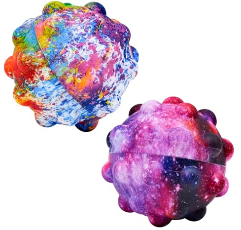 FORYNXHWIN 2 Pcs Pop Bubble Fidget Toys, Colorful Silicone 3D Push Stress Ball, Fidget Sensory Ball Toy for Kids & Adults, Party Bag Fillers