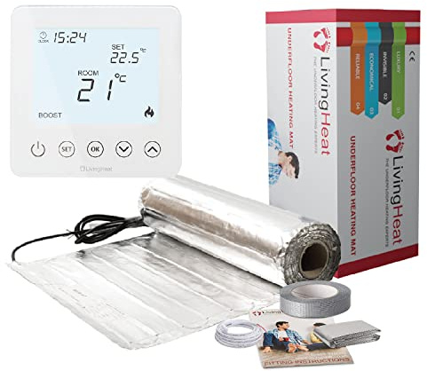 Underfloor Heating Kit for Under Laminate & Wood Floors, Electric 150w /m² with T5 Touch Screen Thermostat, 6/m²