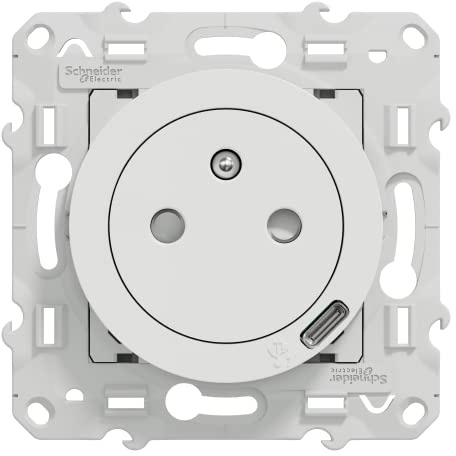 Schneider Electric - Odace - Prise affleurante + usb C10,5W - blanc - S520089