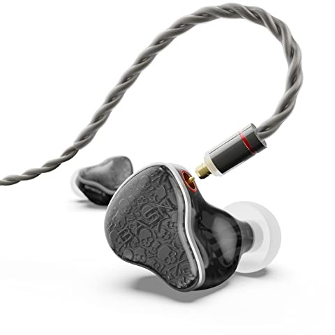 BASN Bmaster5 in Ear Monitors, 1DLC Diaphragm+4BA 5 Drivers Drummers Headphones with Silver-Plated OFC Cable, Noise Isolation IEM Earbuds for Musicians (Midnight Black)