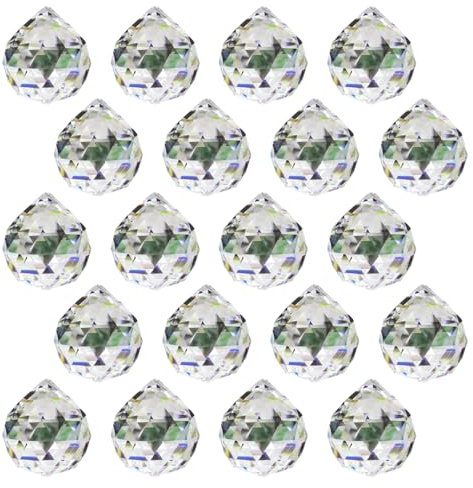 GOIYZTTR Clair Boule de Cristal Prisme 12 Pièces Boules Cristal à Facette Feng Shui Attrape Soleil pour Décoration de Maison Jardin Mariage(20mm)