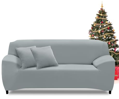 FIGOOO Fundas Sofa 2 Plazas Ajustable Funda para Sofá Elasticas Cubre Fundas de Sofá con Reposabrazos Extraíble Lavable Antimanchas Protector Sofa de Muebles,Gris Humo
