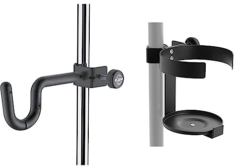 K&M 157 Trompetenhalter Schwarz Stahl – für Notenpulte und Stative mit Rohrdurchmesser bis 3 cm – müheloses Einhängen & TIGER Becherhalter für Mikrofon und Notenständer