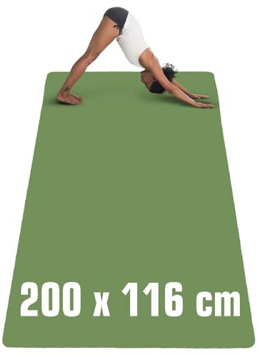 EYEPOWER 200x116 Fitnessmatte XXL Yogamatte 6mm rutschfest - Sport Teppich Bodenschutzmatte Fitness Sportmatte Groß - Gymnastikmatte Dicke Trainingsmatte XXL Unterlage Fitnessgeräte Matte Rudergerät