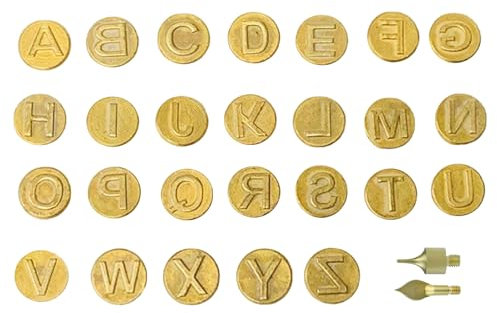 Brennstempel Für Holz, Brandmalkolben Set Brennstempel Buchstaben Für Holz DIY Wood Burning Carving Set Brennkolben Für Holz Brandmalerei Leder Stempel Für Holzbearbeitung (A)